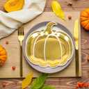 40 Pcs Fall Pumpkin Paper Plates Gold Foil Pumpkin Shape Disposable Dessert Plates Autumn Thanksgiving Party Tableware Dinnerware for Wedding Birthday Table Decor Supplies9 Inch