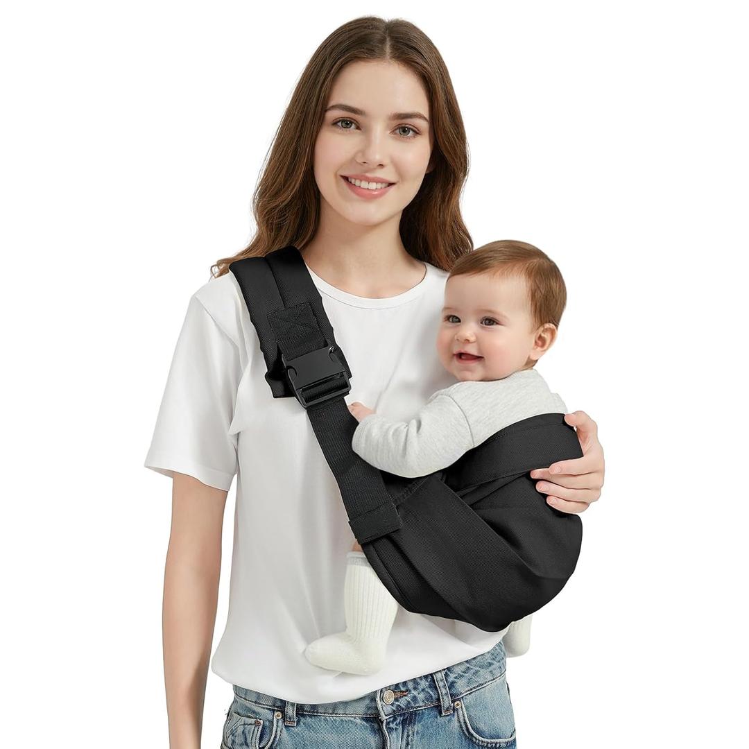 Baby Sling Carrier, Adjustable Baby Carrier Newborn to Toddler Carrier for 7-30lbs, Toddler Sling Carriers, Toddlers Hip Carriers, Black