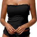 Beachsissi Bandeau Swimsuits for Women Strapless Swimwear Bathing Suits (Small, Black)