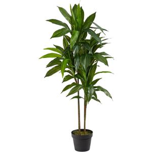 Nearly Natural 48in Artificial Dracaena with Real Touch Leaves and Multi Tonal Trunks, Large Indoor Silk Plant with Pot, Maintenance Free For Living Room And Home Office Decor
