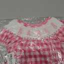 Gueuusu Newborn Baby Girl Easter Outfit Bunny Embroidery Smocked Bubble Romper Short Sleeve One Piece Bodysuit Infant Clothes (6-12 Months, Plaid)