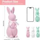 Easter Bunny Decorations, Flocked Bunnies Figurine with Soft Velvet Texture, 5.5" Resin Rabbit Ornaments, Spring Decor for Home Office Table Centerpiece Gift (Green&Pink&White)