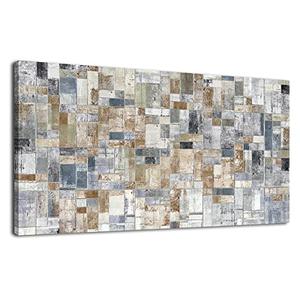 Large Abstract Canvas Wall Art for Living Room Wall Decor Geometric Patterns Canvas Prints Artwork Brown Grey Indigo Rectangle Canvas Pictures Home Office Wall Decorations Ready to Hang 20" X 40"