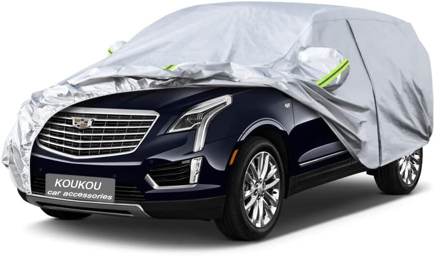 Koukou 6 Layers Car Cover Custom Fit Cadillac XT5 from 2016 to 2025, Waterproof All Weather for Automobiles, Sun Rain Dust Snow Protection. (Silver)