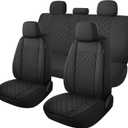 YGL Breathble Car Seat Covers Full Set,Washable Seat Covers for Cars,Premium Cloth Car Seat Protectors,Interior Covers for Cars,Sedan Van Truck SUV(Black)