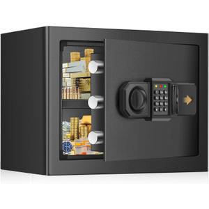 1.2 Cuft Small Fireproof Safe for Home Use, Home Safes with Digital Keypad, Spare Keys and Alarm System, Anti-Theft Safe Box for Home Business Office