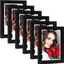 LBECUA Floating Picture Frames Set of 6, 5x7 Floating Frame with Double Glass for 4x6 or Full Display 5x7 Photo, Desktop or Wall Hanging, Black