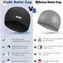 Aegend Fabric Swim Cap, Silicone Waterproof Layer - Breathable Cloth Swimming Cap, Keep Hair Dry with Hight Elasticity for Youth(8-16) Adult, 2 Sizes to Choose