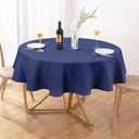 AUSSPVOCT Textured Tablecloth Round 60 Inch Waterproof Spill-Proof Wipeable Blue Table Cloth Wrinkle Free Fabric Dining Table Cover for Birthday Party Farmhouse Kitchen Dining Tabletop Cover