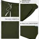 Men's Corduroy Shorts Casual Elastic Drawstring Lightweight Summer Beach Shorts with Pockets (Green, S)