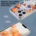 AIGOMARA Magnetic for iPhone 15 Pro Max Case [Compatible with MagSafe] Clear Floral Flower Pattern Design, Slim Anti-Yellowing Shockproof Phone Cover for Women Girls, Orange