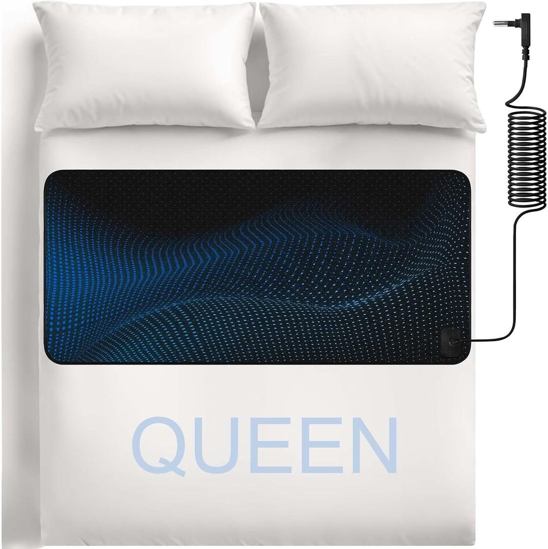 Grounding Mat for Bed, Grounding Mat for Sleeping, Tear-Resistant PU Leather Grounding Pad with Cord, Mattress Size Grounding Mat Queen (27"x60", Charcoal)