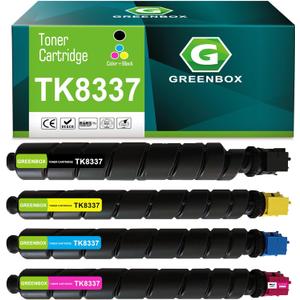 GREENBOX Compatible TK-8337 TK8337 High Yield Toner Cartridge Replacement for Kyocera 1T02RL0US0 1T02RLCUS0 1T02RLBUS0 1T02RLAUS0 for TASKalfa 3252ci 3253ci CS3252ci CS3253ci Printer (4-Pack, K/C/Y/M)