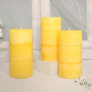 3x6 inch Pillar Yellow Candles Large Decorative Rustic Candles Yellow Scent Clean Burning No Drip Hand-Poured for Home Aesthetic Relax Spa Bathroom Wedding Decor