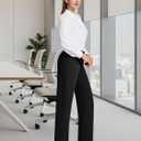 DLOODA Womens Dress Pants High Waisted Stretchy Straight Leg Work Pants | Office Business Casual Slacks with Pockets (Black, XL)