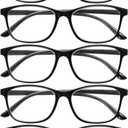 5-Pack Ultra-Light Slim Frames Reading Glasses for Women - Readers for Women, Spring Hinges and Blue Light Protection (Black)