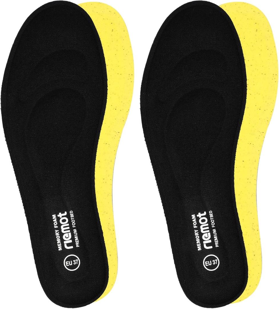riemot 2 Pairs Memory Foam Insoles for Men 8mm Cushioning Black US11/EU44