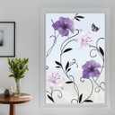 Purple Lily Stained Glass Privacy Window Film, Non-Adhesive Static Cling Frosted Film for Bathroom Shower Doors, Glass Doors,UV Blocking & Heat Insulating, 23.6" x 78.7"