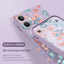 for iPhone 12 Mini Case Fashion Flower Slim Soft Liquid Silicone Rubber Phone Cover for iPhone 12 Mini 5.4 inch-Leaf Purple