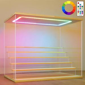 NONEMEY LED Acrylic Display Case, 6 Tier Display Case with RGB Lights, 358 Lighting Modes, Adjustable Brightness & Speed, Dustproof Display Box for Collectibles Figures, 19.6x12.5x16.5 in