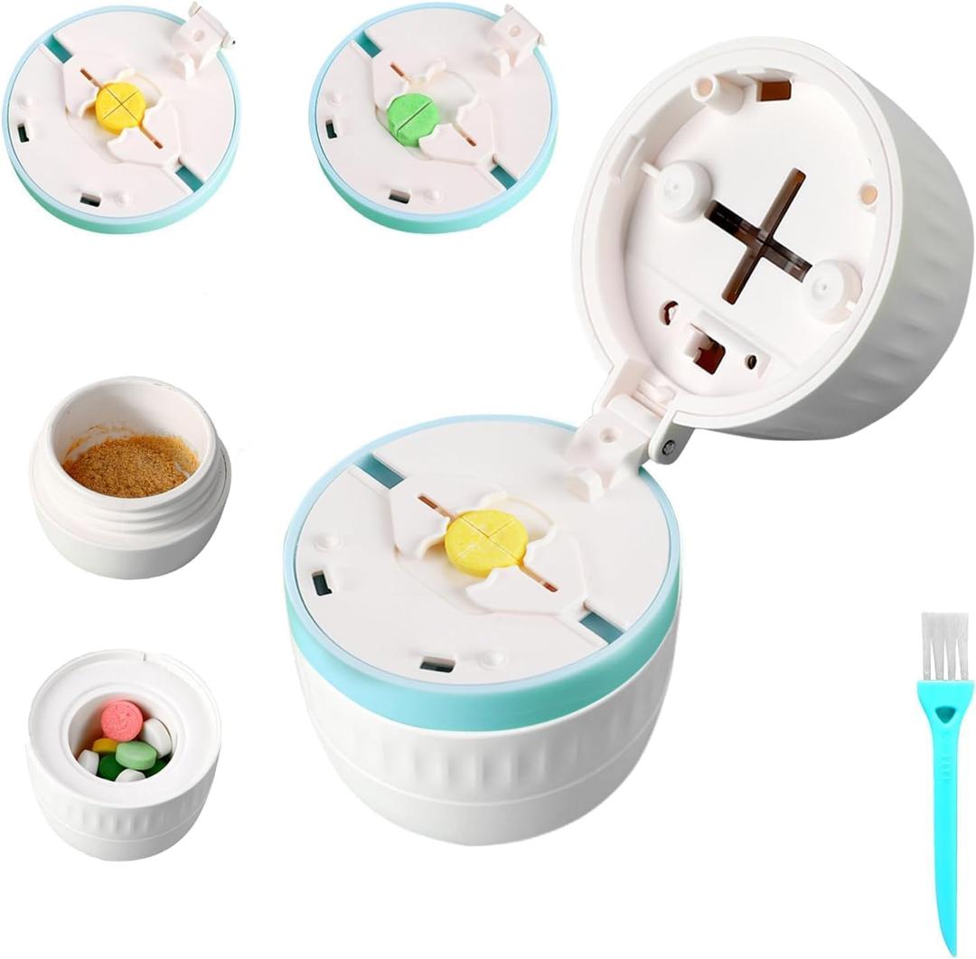 Pill Cutter 1/4,Pill Crusher,Splitter for Smalla Pills,Pill Organizer, Suitable for Carrying On The Go (4 in 1)