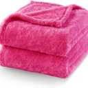Exclusivo Mezcla Plush Fuzzy Fleece Bed Blanket Queen Size, Super Soft, Fluffy and Warm Blankets Suitable for All Seasons (Hot Pink, 90x90 Inches)
