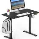 SHW 40 x 22 Inches Electric Height Adjustable Sit to Stand Desk with Hanging Hooks and Cable Management, Black Frame and Black Top