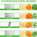 LHS Mandoline Slicer, 4 Sharp Stainless Steel Blades with Food Storage Container  Kitchen Tools for Cheese, Chocolate, Vegetables& Fruits - Dishwasher Safe (Green)