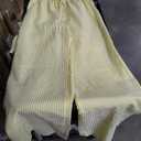 Remidoo Women's Striped 2 Piece Set Tie Front Peplum Tank Tops Wide Leg Pants Sets Medium