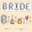 Wedding Balloon Set - 40 Inch Silvery Bride Balloons, Pink Champagne, Rose Gold Ring, Pink Wine Glass - Party Decorations