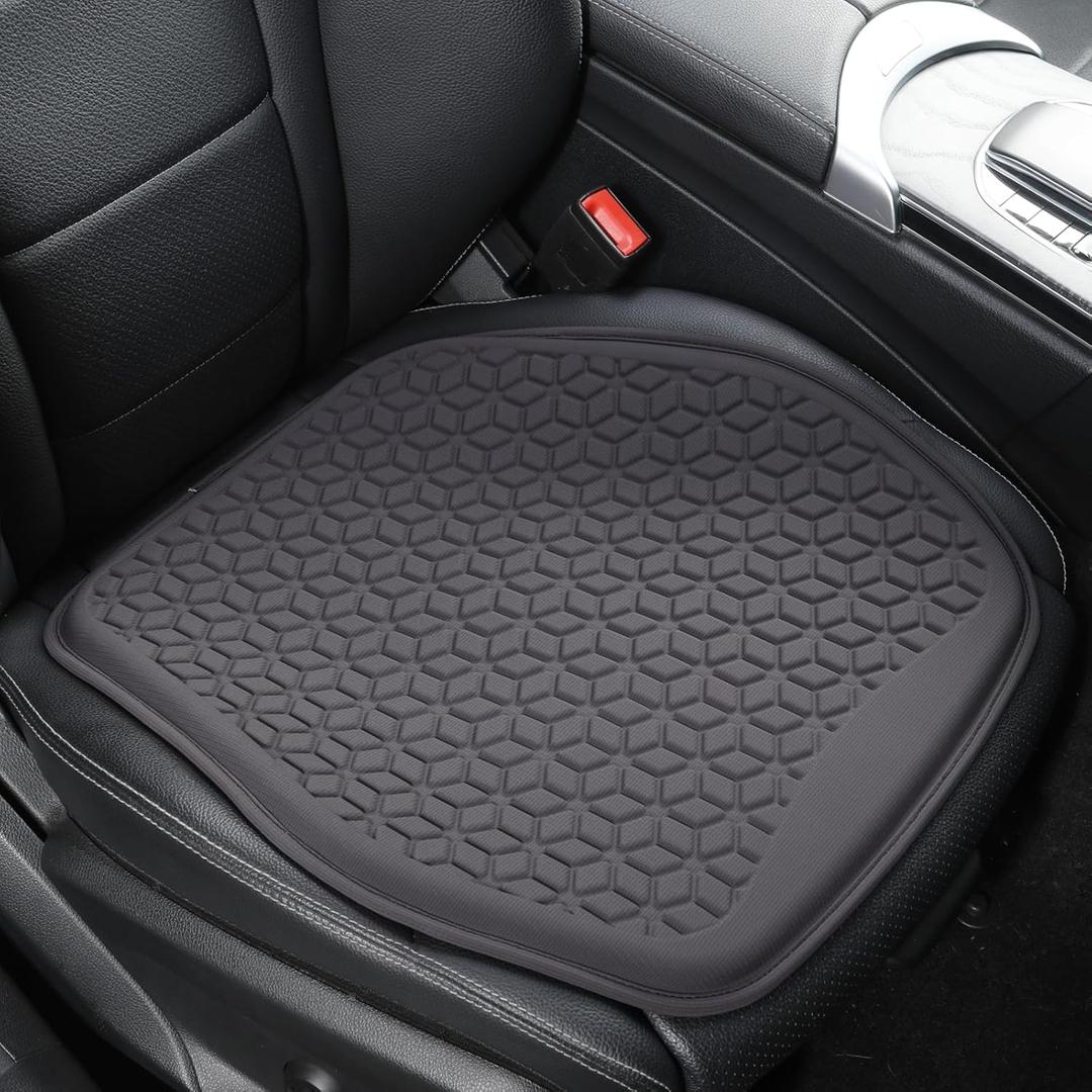 Thin Gel Seat Cushion for Car Seat, Office Chair, Wheelchair, Golf Cart - Slim Design Non-Slip Car Seat Cushions with 0.7 Inch Gel - Sciatica & Coccyx Pain Relief (Fabric, Dark Grey)