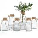 Vintage Glass Vases for Flowers, Set of 6 Clear Vases for Farmhouse Wedding Centerpiece Cylinder Bottle for Reception Table Decoration Home Decor Floral Arrangements
