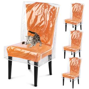Dining Chair Covers, Waterproof Chair Covers - 4 Pack Clear Plastic Seat Chair Protector for Kitchen Keep Your Chair Away from Water Dust Stain and Pet Claws W/21 x D/18 Fits 16-23" (4)
