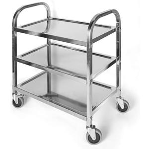 Nisorpa 3 Tier Stainless Steel Utility Cart L30 x W16 x H33 Inch Kitchen Rolling Carts with Wheels Serving Trolley Catering Storage Shelf with 2 Lockable Wheels for Hotel Restaurant Home Use