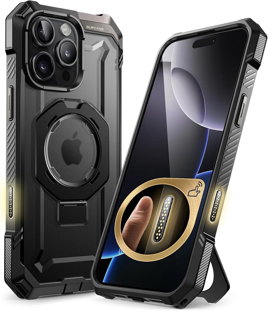 SUPCASE for iPhone 16 Pro Max Case with Camera Control Capture Button (Unicorn Beetle Grip), [Built-in Stand] [Compatible with MagSafe] Heavy Duty Magnetic Phone Case for iPhone 16 Pro Max, Black