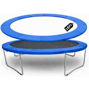 16ft Trampoline Pad Replacement, Round Trampoline Spring Cover Replacement No Hole Trampoline Pole Pad Waterproof UV Resistant Safety Pad (Blue)