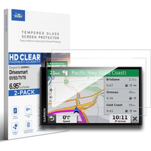 [2-PACK] Tempered Glass Screen Protector for Garmin DriveSmart 61 65 71 76 6.95"/7" Touchscreen Anti Scratch (HD Clear)