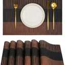 Placemats Set of 6Non-Slip PVC Weave Table Mats Easy to CleanHeat Resistant Place Mats for Kitchen Dining Table Decoration Indoor OutdoorBlack Brown