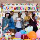 3 Pcs Happy Workiversary Party Banner We Appreciate Thank You for All You Do Backdrop Iridescent Work Anniversary Party Decor for Outdoor Men Women Office Employee Worker Appreciation