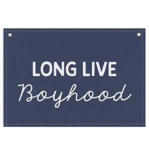Threegoat Long Live Boyhood Banner, Toddler Boy Room Decor & Linen Wall Hanging Canvas Banner Flag, Boho Nursery Playroom Toddler & Boys Kids Room Decoration - D15
