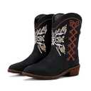 BMCiTYBM Toddler Little Girls Boys Cowboy Cowgirl Boots Kids Pointed Toe Western Boots Mid Calf Side Zipper Riding Shoes for All Seasons Black Size 7 Toddler