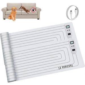 Seerway Pet Shock Mat for Dogs and Cats, 2-Piece 60"x 12" Rechargeable Electric Training Mats to Keep Pets Off Couch, Bed, Kitchen Countertop