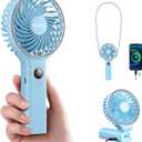 SWEETFULL Handheld Portable Fan, 5000mAh Rechargeable Battery, 6 Speed Wind, LED Digital Display, Foldable Electric Personal Mini Travel Fan with Backup Power, Summer Essentials Gifts for Women Girl (Blue)