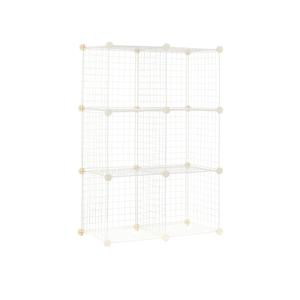 Amazon Basics 6 Cube Wire Grid Storage Organizer, Stackable Storage Cubes, Modular Closet Organizer Shelves, 14.6" D x 30.3" W x 44.8" H, White