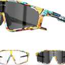 KAPVOE Photochromic Cycling Glasses for Men Women Sports Sunglasses Frame Discoloration HD Bike Glasses K76 (Multicolor)