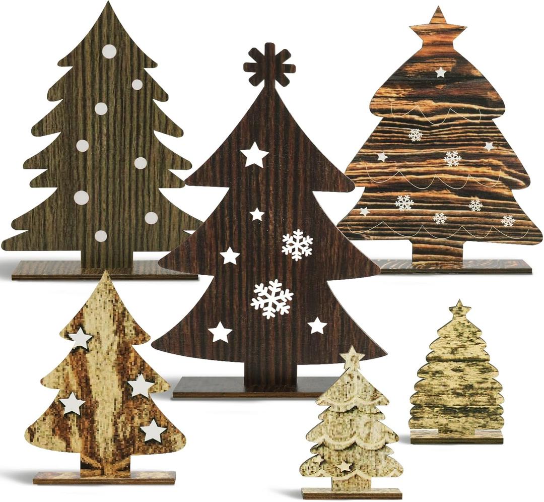 6PCS Christmas Decorations Indoor  Farmhouse Christmas Table Bookshelf Decor, Holiday Decorations Indoor for Home Office, Table, Home, Mantel, Shelf, Desk Xmas Decor