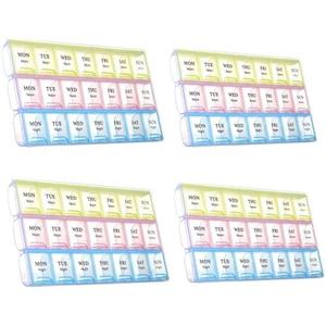 7 Day Pill Organizer 3 Times a Day, Morning noon and Night Pill Box, Weekly Pill Organizer 3 Times a Day, Travel Medicine Pill Box, 7 Day Pill Case 3X a Day, Travel Weekly Pill Case (2 Pack)