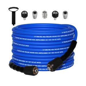 Kink Resistant 1/4" Pressure Washer Hose 50FT，3600PSI Power Washer Hose Replacement（M22-14mm）with 3/8" Quick Connect Adaptor for GreenWorks，Ryobi etc Household High-Pressure Washers