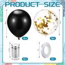 13 Pcs 12/18 Inch 2026 Graduation Pool Balloons Kit Floating Pools Balloon Party Decoration Graduation Balloons with Weights Nylon Rope for Pool Birthday Party Supplies(Glitter Gold Matte Black)