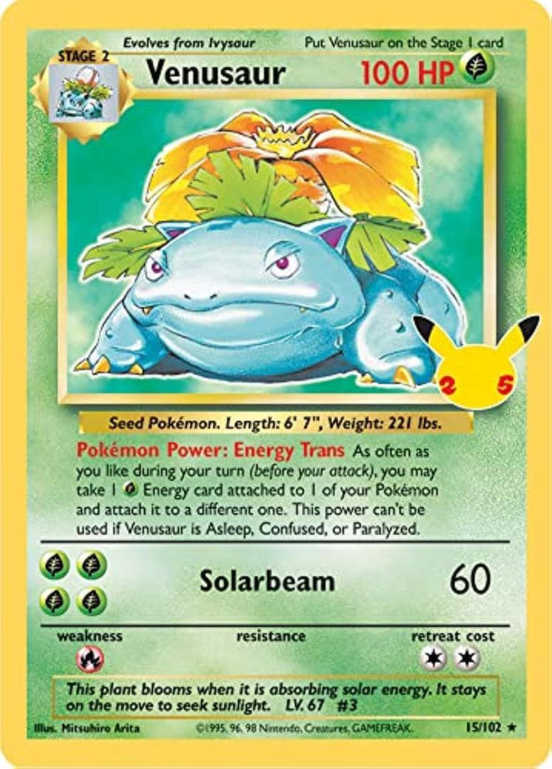 Pokmon Celebrations Venusaur, 25th Anniversary Holo Rare Reprint from 1995